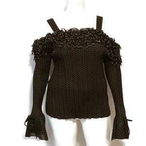 Kaelyn Max Cold Shoulder Bell Sleeve Fringe Top